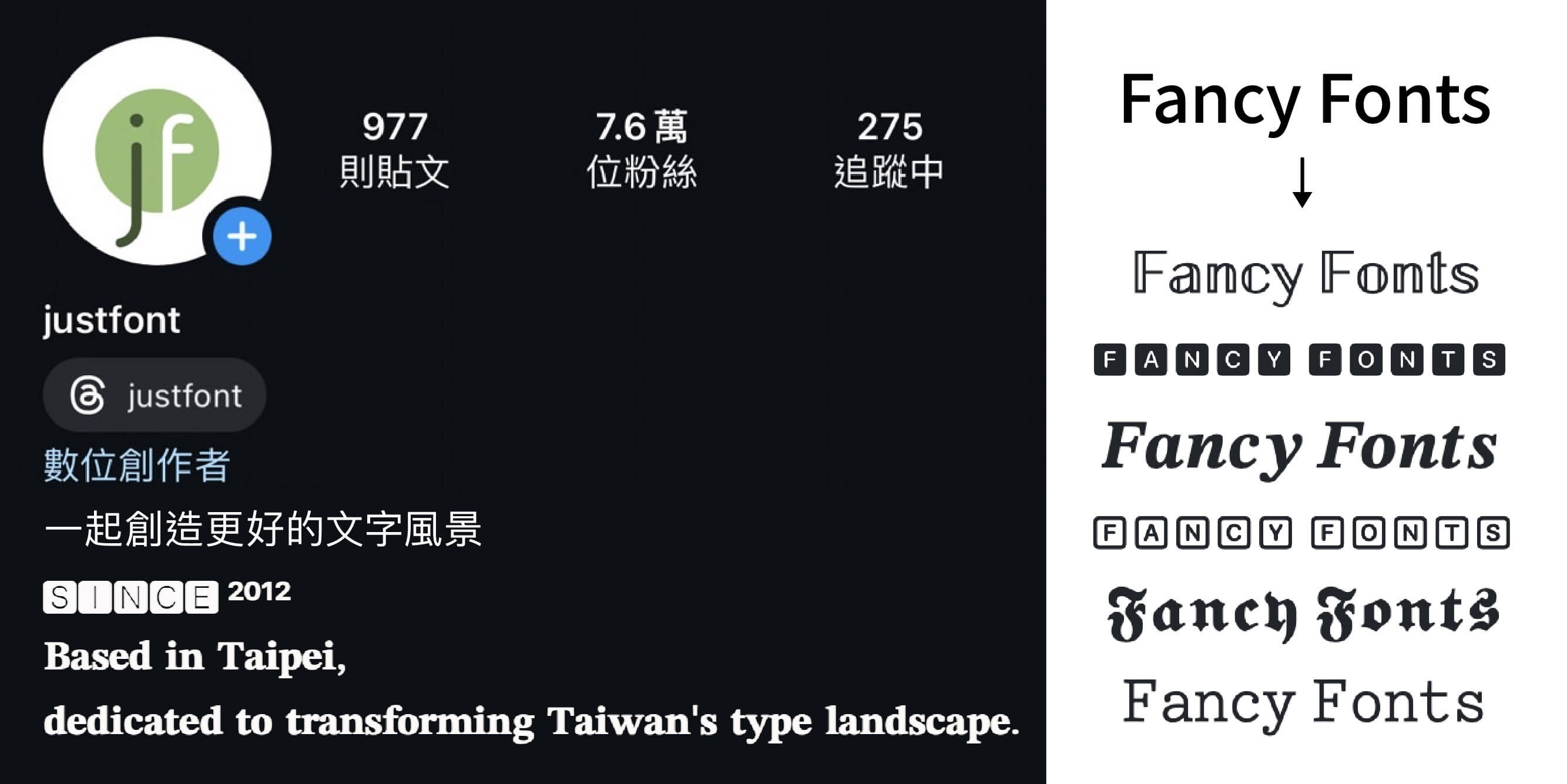 英文IG 字體轉換器- justfont